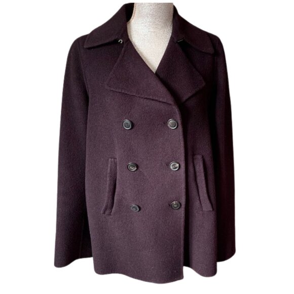 VINCE Oversized Double Breasted Wool Peacoat Jacket in Purple, SIZE LARGE - Picture 11 of 13